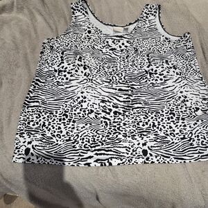 Chico's Stylish Black and White Animal Print Women's Tank